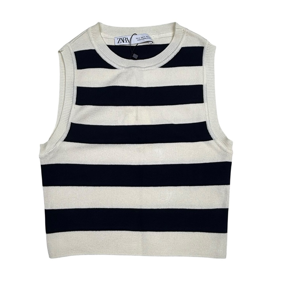 Zara Black and White Striped Tank Top
